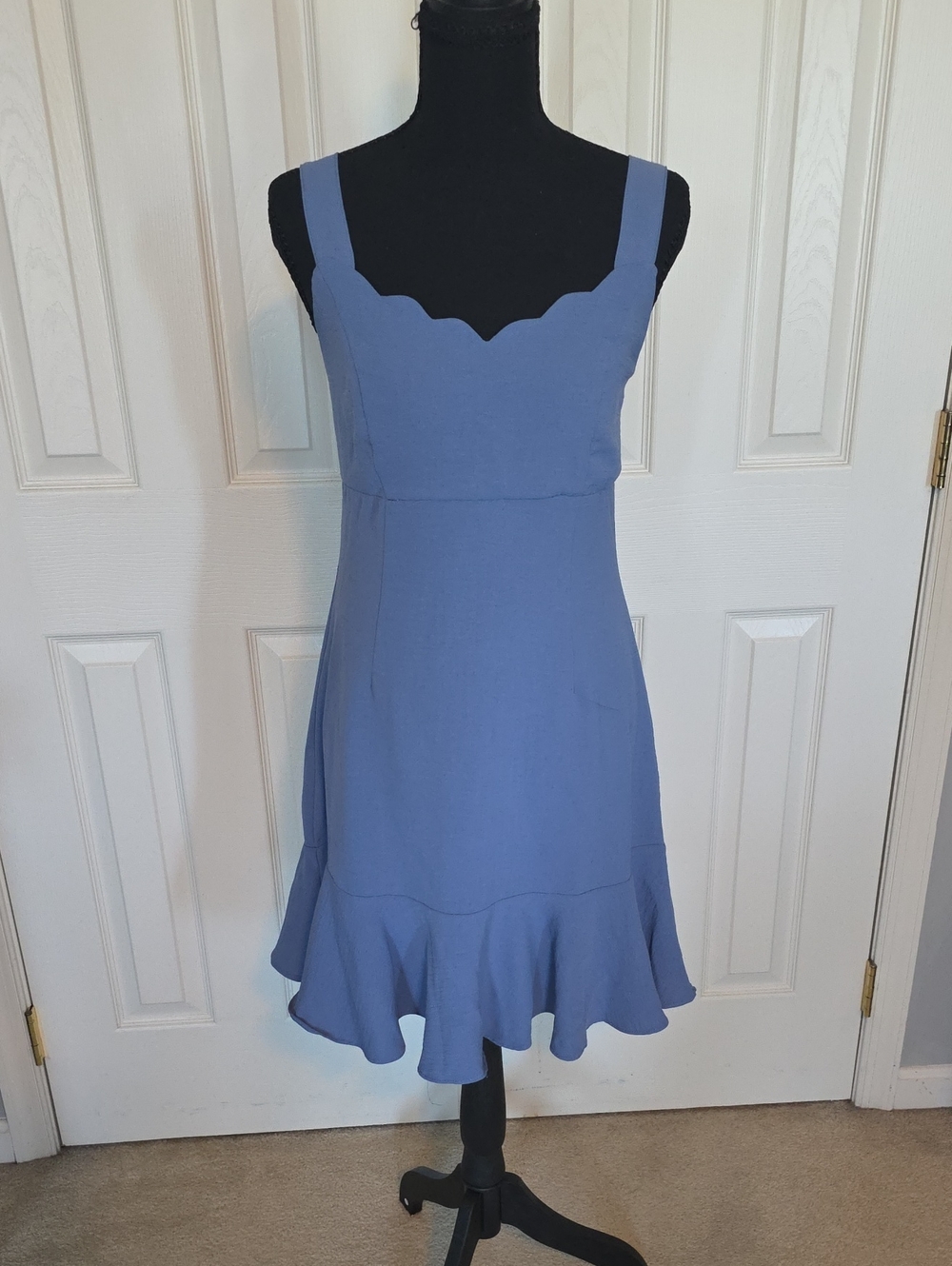 Altar'd State Periwinkle Scallop Neck Ruffle Mini Dress